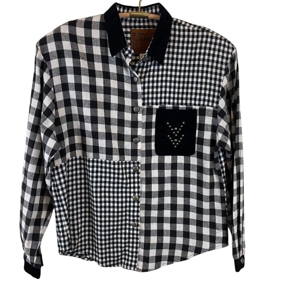 Saddle Ridge Vintage Collection Black & White Flannel Shirt Size Large